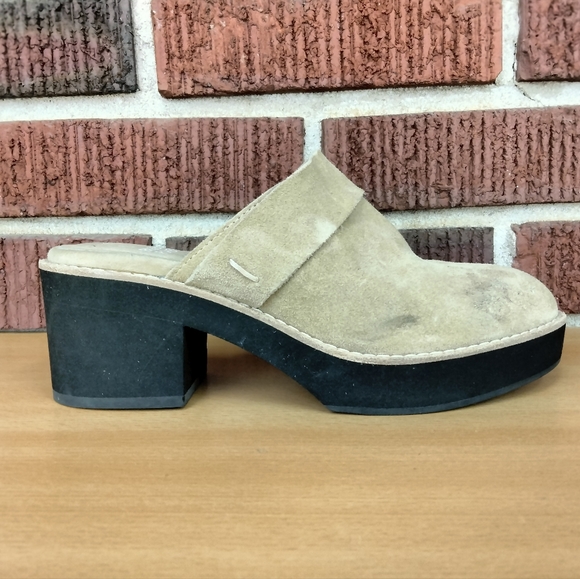 NWT Eileen Fisher Hiya Genuine Suede Block Heel Lightweight Platform Mules - Picture 6 of 13